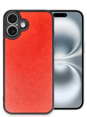 Newface iPhone 16 Plus Kılıf Aras Deri Kapak - Kırmızı