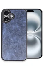 Newface iPhone 16 Plus Kılıf Aras Deri Kapak - Lacivert