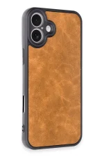 Newface iPhone 16 Plus Kılıf Aras Deri Kapak - Taba - Görsel 2