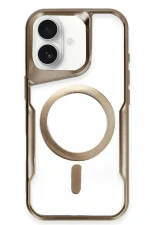 Newface iPhone 16 Plus Kılıf Boyi Magsafe Silikon Kapak - Kahverengi