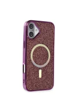 Newface iPhone 16 Plus Kılıf Diamond Magsafe Kapak - Derin Mor - Görsel 2
