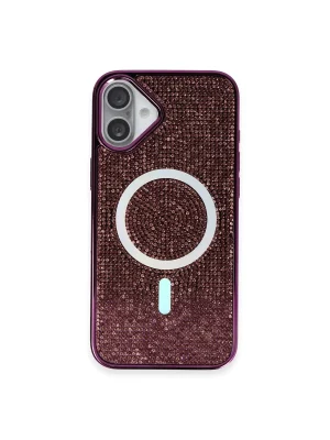 Newface iPhone 16 Plus Kılıf Diamond Magsafe Kapak - Derin Mor