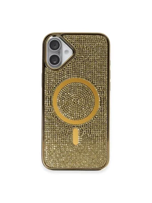 Newface iPhone 16 Plus Kılıf Diamond Magsafe Kapak - Gold