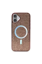 Newface iPhone 16 Plus Kılıf Diamond Magsafe Kapak - Pembe