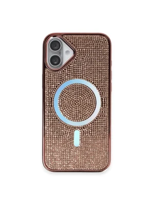 Newface iPhone 16 Plus Kılıf Diamond Magsafe Kapak - Pembe