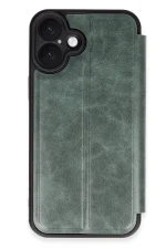 Newface iPhone 16 Plus Kılıf Flip Cover - Koyu Yeşil