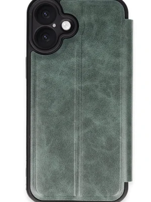 Newface iPhone 16 Plus Kılıf Flip Cover - Koyu Yeşil