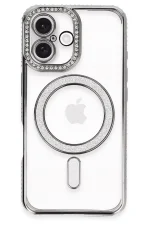 Newface iPhone 16 Plus Kılıf Joke Simli Magneticsafe Kılıf - Gri