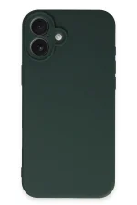 Newface iPhone 16 Plus Kılıf Nano içi Kadife Silikon - Koyu Yeşil - Görsel 4