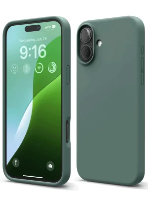 Newface iPhone 16 Plus Kılıf Nano içi Kadife Silikon - Koyu Yeşil