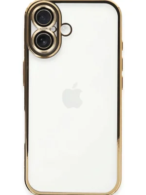 Newface iPhone 16 Plus Kılıf Razer Lensli Silikon - Gold