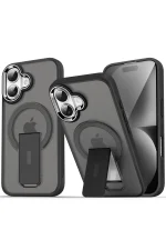 Newface iPhone 16 Plus Kılıf Tork Magsafe Standlı Kapak - Siyah