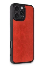 Newface iPhone 16 Pro Kılıf Aras Deri Kapak - Kırmızı - Görsel 2
