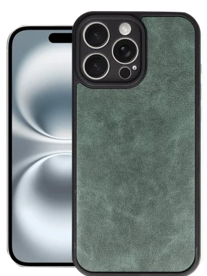 Newface iPhone 16 Pro Kılıf Aras Deri Kapak - Koyu Yeşil