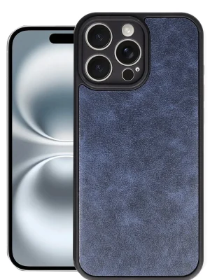 Newface iPhone 16 Pro Kılıf Aras Deri Kapak - Lacivert