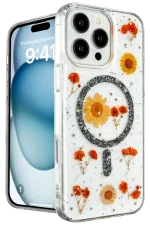 Newface iPhone 16 Pro Kılıf Daisy Simli Magsafe Kapak - Siyah