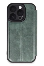 Newface iPhone 16 Pro Kılıf Flip Cover - Koyu Yeşil