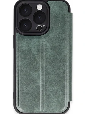 Newface iPhone 16 Pro Kılıf Flip Cover - Koyu Yeşil