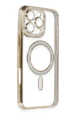 Newface iPhone 16 Pro Kılıf Joke Simli Magneticsafe Kılıf - Gold - Görsel 3