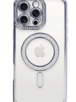 Newface iPhone 16 Pro Kılıf Joke Simli Magneticsafe Kılıf - Mavi