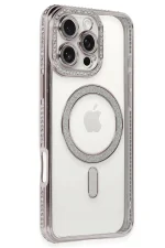 Newface iPhone 16 Pro Kılıf Joke Simli Magneticsafe Kılıf - Pembe