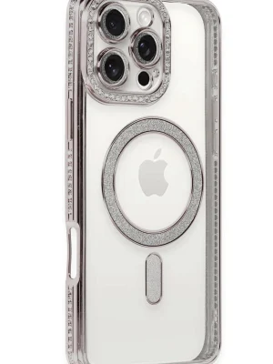 Newface iPhone 16 Pro Kılıf Joke Simli Magneticsafe Kılıf - Pembe