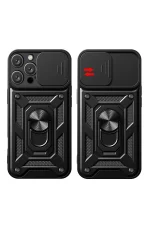 Newface iPhone 16 Pro Kılıf Pars Lens Yüzüklü Silikon - Gold - Görsel 2