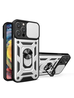 Newface iPhone 16 Pro Kılıf Pars Lens Yüzüklü Silikon - Gümüş