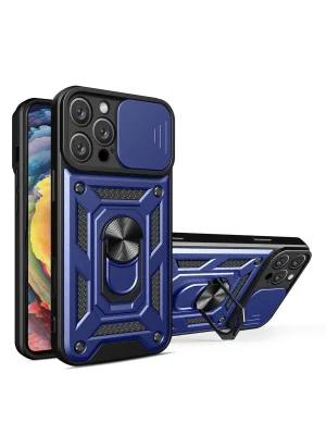 Newface iPhone 16 Pro Kılıf Pars Lens Yüzüklü Silikon - Lacivert