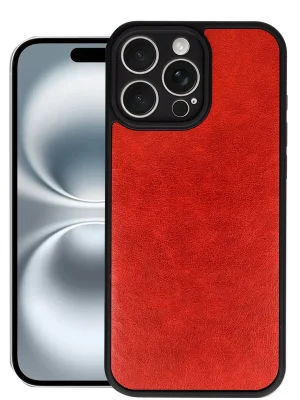 Newface iPhone 16 Pro Max Kılıf Aras Deri Kapak - Kırmızı