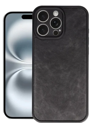 Newface iPhone 16 Pro Max Kılıf Aras Deri Kapak - Siyah