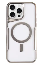 Newface iPhone 16 Pro Max Kılıf Boyi Magsafe Silikon Kapak - Gümüş