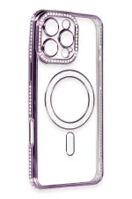 Newface iPhone 16 Pro Max Kılıf Joke Simli Magneticsafe Kılıf - Derin Mor - Görsel 3