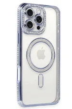 Newface iPhone 16 Pro Max Kılıf Joke Simli Magneticsafe Kılıf - Mavi