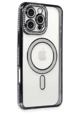 Newface iPhone 16 Pro Max Kılıf Joke Simli Magneticsafe Kılıf - Siyah