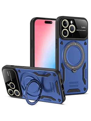 Newface iPhone 16 Pro Max Kılıf Joy Lens Standlı Kapak - Lacivert