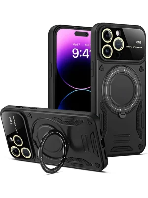 Newface iPhone 16 Pro Max Kılıf Joy Lens Standlı Kapak - Siyah