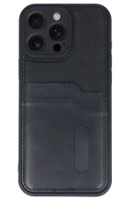 Newface iPhone 16 Pro Max Kılıf Sara Kartvizitli Deri Kılıf - Siyah - Görsel 2