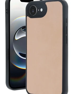 Newface iPhone 16E Kılıf Aras Deri Kapak - Pudra