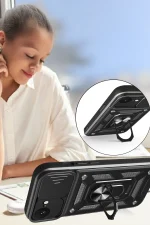 Newface iPhone 16E Kılıf Pars Lens Yüzüklü Silikon - Lacivert - Görsel 4