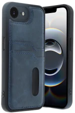 Newface iPhone 16E Kılıf Sara Kartvizitli Deri Kılıf - Lacivert