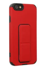 Newface iPhone 6 Kılıf Mega Standlı Silikon - Kırmızı - Görsel 2