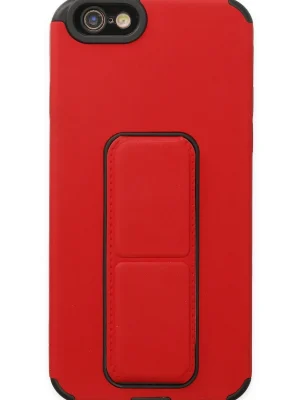 Newface iPhone 6 Kılıf Mega Standlı Silikon - Kırmızı