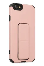 Newface iPhone 6 Kılıf Mega Standlı Silikon - Pudra - Görsel 2