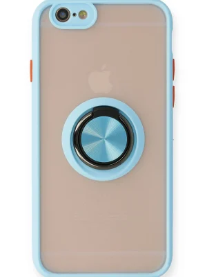 Newface iPhone 6 Kılıf Montreal Yüzüklü Silikon Kapak - Buz Mavi