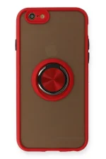 Newface iPhone 6 Kılıf Montreal Yüzüklü Silikon Kapak - Kırmızı