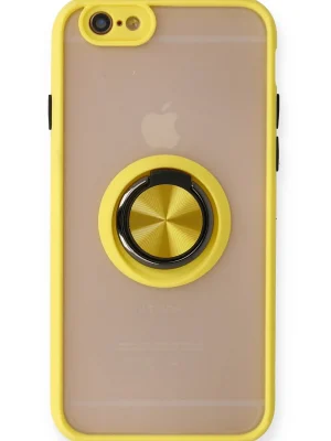 Newface iPhone 6 Kılıf Montreal Yüzüklü Silikon Kapak - Sarı