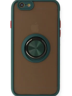 Newface iPhone 6 Kılıf Montreal Yüzüklü Silikon Kapak - Yeşil