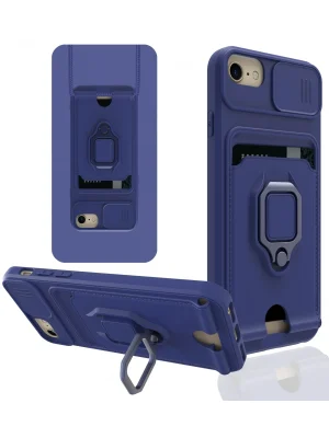 Newface iPhone 6 Kılıf Zuma Kartvizitli Yüzüklü Silikon - Lacivert