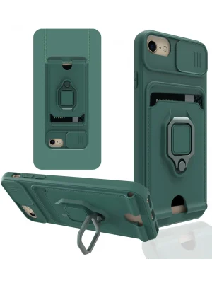 Newface iPhone 6 Kılıf Zuma Kartvizitli Yüzüklü Silikon - Yeşil